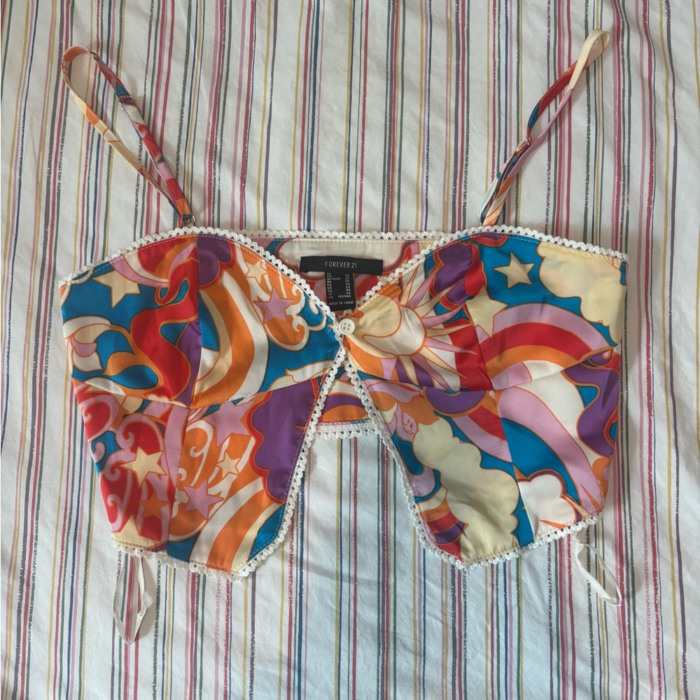 Forever 21 Multicolor Butterfly Strappy Hipster Top